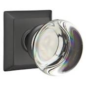 Emtek Providence Crystal Passage Door Knob with Concealed Screws and Solid Brass Rosette Flat Black