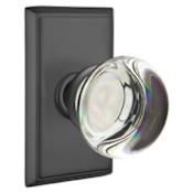 Emtek Providence Crystal Privacy Door Knob with Concealed Screws and Solid Brass Rosette Flat Black