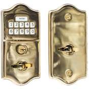 Emtek Single Cylinder Solid Brass Electronic Deadbolt from the Brass Collection Lifetime Polished Brass