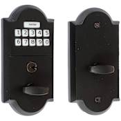 Emtek Single Cylinder Cast Bronze Electronic Deadbolt from the Sandcast Bronze Collection Flat Black