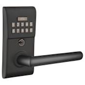 Emtek Single Cylinder Solid Brass Storeroom/Gate Function Electronic Leverset from the Brass Modern Collection Flat Black