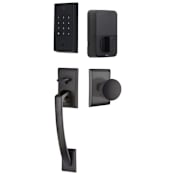 Emtek Empowered 2 Ares Sectional Electronic Touchpad/Fingerprint Keyless Entry Handleset with Laurent Interior Knob with Bluetooth Flat Black