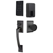 Emtek Empowered 2 Ares Sectional Electronic Touchpad/Fingerprint Keyless Entry Handleset with Verve Interior Knob with Bluetooth Flat Black