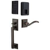 Emtek Empowered 2 Hamden Right Handed Sectional Electronic Touchpad/Fingerprint Keyless Entry Handleset with Elan Interior Lever with Bluetooth Oil Rubbed Bronze