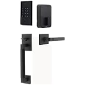 Emtek Empowered 2 Hercules Smooth Right Handed Sectional Electronic Touchpad/Fingerprint Keyless Entry Handleset with Aston Interior Lever with Bluetooth Flat Black