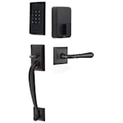 Emtek Empowered 2 Franklin Right Handed Sectional Electronic Touchpad/Fingerprint Keyless Entry Handleset with Turino Interior Lever and Bluetooth/WiFi Flat Black