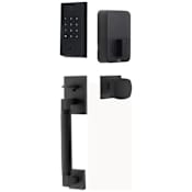 Emtek Empowered 2 Hercules Knurled Sectional Electronic Touchpad/Fingerprint Keyless Entry Handleset with Freestone Interior Knob and Bluetooth/WiFi Flat Black