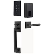Emtek Empowered 2 Hercules Knurled Right Handed Sectional Touchpad/Fingerprint Keyless Entry Handleset with Hercules Interior Lever and Bluetooth/WiFi Flat Black