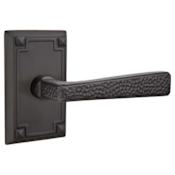 Emtek Hammered Mortise Passage Door Lever Set and Lock Body with Magnetic Latch Flat Black