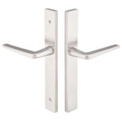 Emtek Stainless Steel Door Configuration 5 Passage Multi Point Narrow Trim Lever Set with European Cylinder Below Handle Stainless Steel