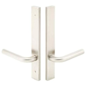 Emtek Stainless Steel Door Configuration 8 Passage Multi Point Narrow Trim Lever Set with American Cylinder Below Handle Stainless Steel