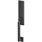 Emtek Select One Piece Single Cylinder Keyed Entry Mortise L-Square Stem with Knurled Grip Handleset and Select Interior Handle Flat Black