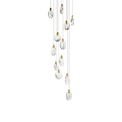 ET2 Pebble 16 Light 16" Wide LED Suspension Multi Light Pendant Black / Polished Gold