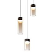 ET2 Highball 13" Wide LED Multi Light Pendant with Amber Shades Gunmetal