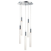 ET2 Big Fizz 13" Wide Integrated LED Multi Light Pendant with Crystal Cylinder Shades Polished Chrome