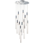 ET2 Big Fizz 20" Wide Integrated LED Multi Light Pendant with Crystal Cylinder Shades Polished Chrome