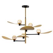 ET2 Pearl 47" Wide LED Crystal Chandelier Black / Natural Aged Brass