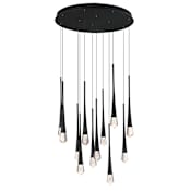 ET2 Pierce 25" Wide LED Crystal Multi Light Pendant Black