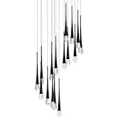 ET2 Pierce 25" Wide LED Crystal Multi Light Pendant Black