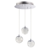 ET2 Orb II 12" Wide LED 3 Light Pendant with Crystal Bubble Glass Shades Polished Chrome