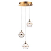 ET2 Swank 3 Light 12" Wide LED Multi Light Pendant Natural Aged Brass