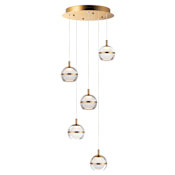 ET2 Swank 5 Light 15" Wide LED Multi Light Pendant Natural Aged Brass