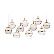 ET2 Swank 10 Light 32" Wide LED Suspension Linear Pendant Natural Aged Brass