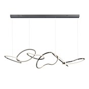ET2 Unity 69" Wide LED Abstract Linear Chandelier Black Chrome