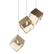 ET2 Ice Cube 3 Light 19" Wide LED Multi Light Pendant French Gold / Amber