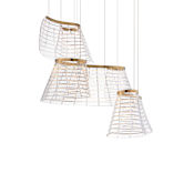 ET2 Tartan 3 Light 24" Wide LED Abstract Multi Light Pendant Brushed Champagne