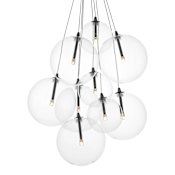 ET2 Burst 9 Light 20" Wide LED Pendant with Clear Shades Black