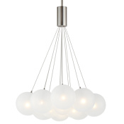ET2 Burst 12 Light 27" Wide LED Pendant with Frosted Shades Satin Nickel