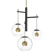 ET2 Nucleus 3 Light 26" Wide LED Chandelier Black / Natural Aged Brass