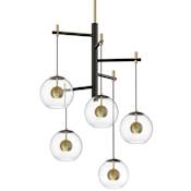 ET2 Nucleus 5 Light 28" Wide LED Chandelier Black / Natural Aged Brass