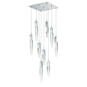 ET2 Quartz 9 Light 16" Wide LED Multi Light Pendant Polished Chrome