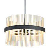 ET2 Chimes 24" Wide LED Drum Chandelier Black / Satin Brass