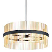 ET2 Chimes 34" Wide LED Drum Chandelier Black / Satin Brass
