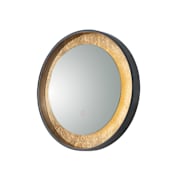 ET2 Floating 23-1/2" Diameter Circular Metal Framed Bathroom Wall Mirror with LED Lighting Gold Leaf / Black
