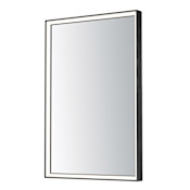 ET2 Bevel 30" W x 36" H Transitional Rectangular Framed Bathroom Wall Mirror with LED Lighting Brushed Black