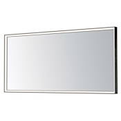 ET2 Bevel 60" W x 28" H Transitional Rectangular Framed Bathroom Wall Mirror with LED Lighting Brushed Black