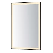 ET2 Framed 24"W x 36"H Rectangular Flat Steel Framed Wall Mounted Bathroom Mirror with LED Lighting Black