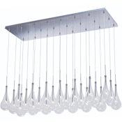 ET2 Larmes 52" Wide 24 Light Linear LED Multi Pendant Polished Chrome / Clear Glass