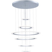 ET2 Saturn II 30" Tall 6 Ring LED Chandelier Matte Silver