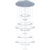 ET2 Saturn II 50" Tall 10 Ring LED Chandelier Matte Silver
