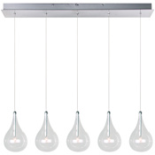 ET2 Larmes 30" Wide 5 Light Linear Pendant Polished Chrome
