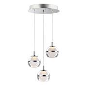ET2 Swank 12" Wide LED 3 Light Pendant with Acrylic Globe Shades Polished Chrome