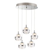 ET2 Swank 15" Wide LED 5 Light Pendant with Acrylic Orb Shades Polished Chrome