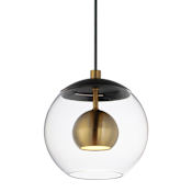 ET2 Nucleus 7" Wide LED Mini Pendant Black / Natural Aged Brass
