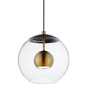ET2 Nucleus 9" Wide LED Mini Pendant Black / Natural Aged Brass