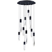 ET2 Quartz 10 Light 20" Wide LED Multi Light Pendant Black